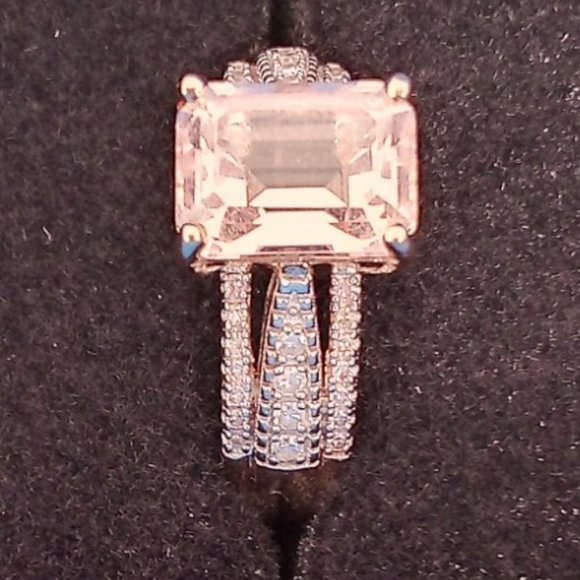 1.50ct morganite, 14k solid rose gold, diamond ring size 5. - Picture 2 of 10